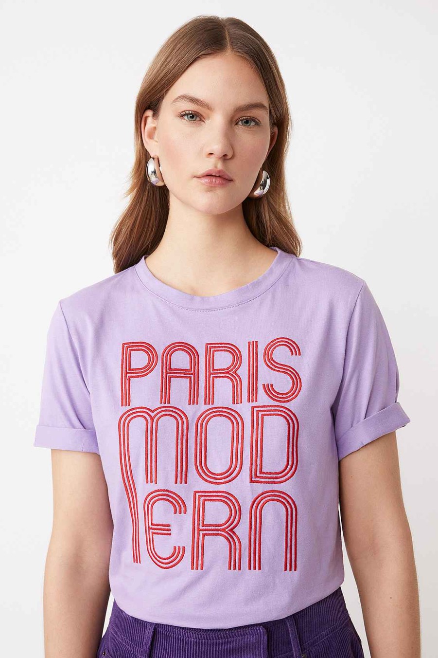 Vetements SUNCOO | Marcelo Paris T-Shirt A Message Moderne Mauve