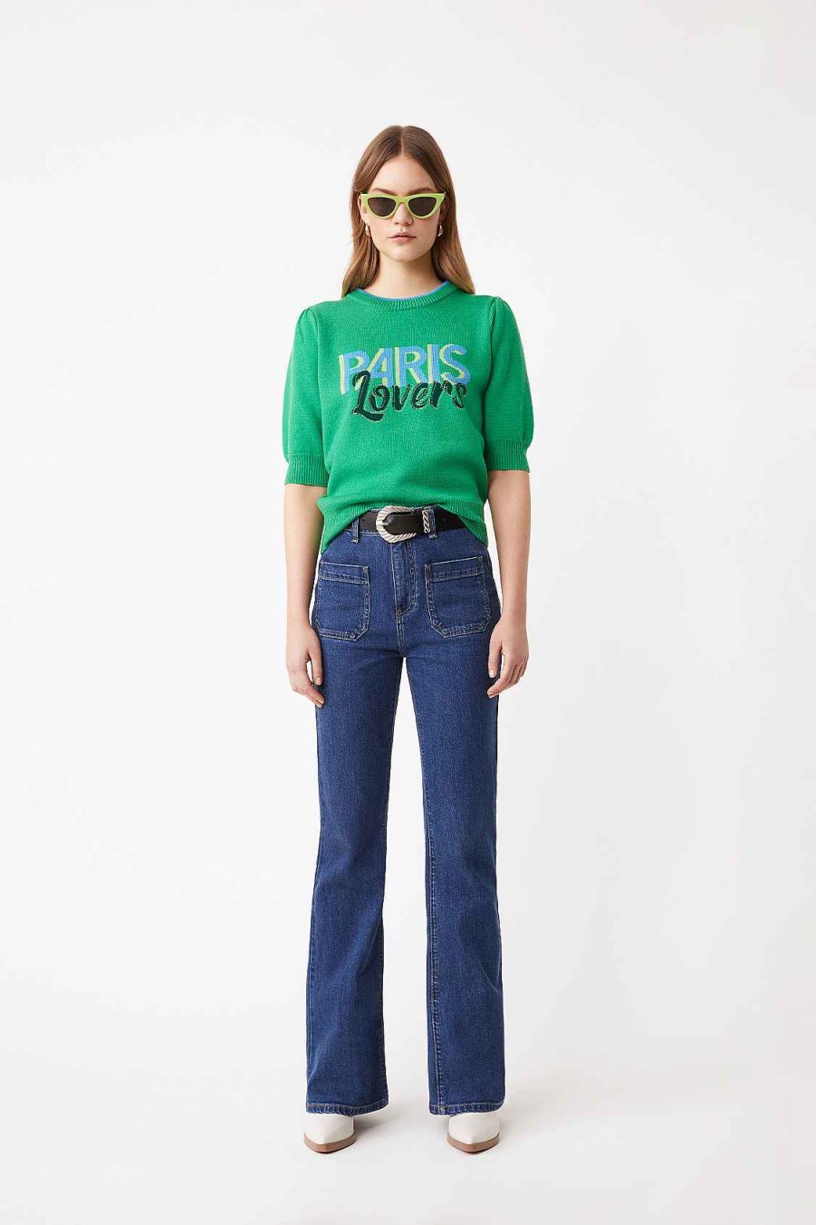 Vetements SUNCOO | Pull Persea Fantasy A Manches Courtes Vert