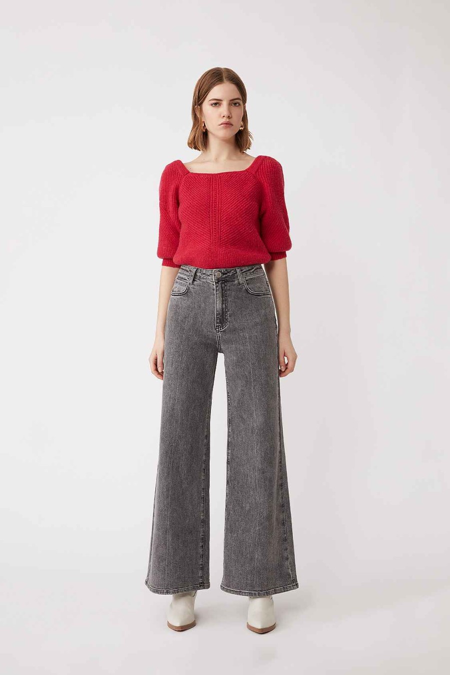 Vetements SUNCOO | Jean Large Taille Haute Romy Carbone