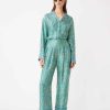 Vetements SUNCOO | Chemise Fluide En Satin Labib A Imprime Floral Vert