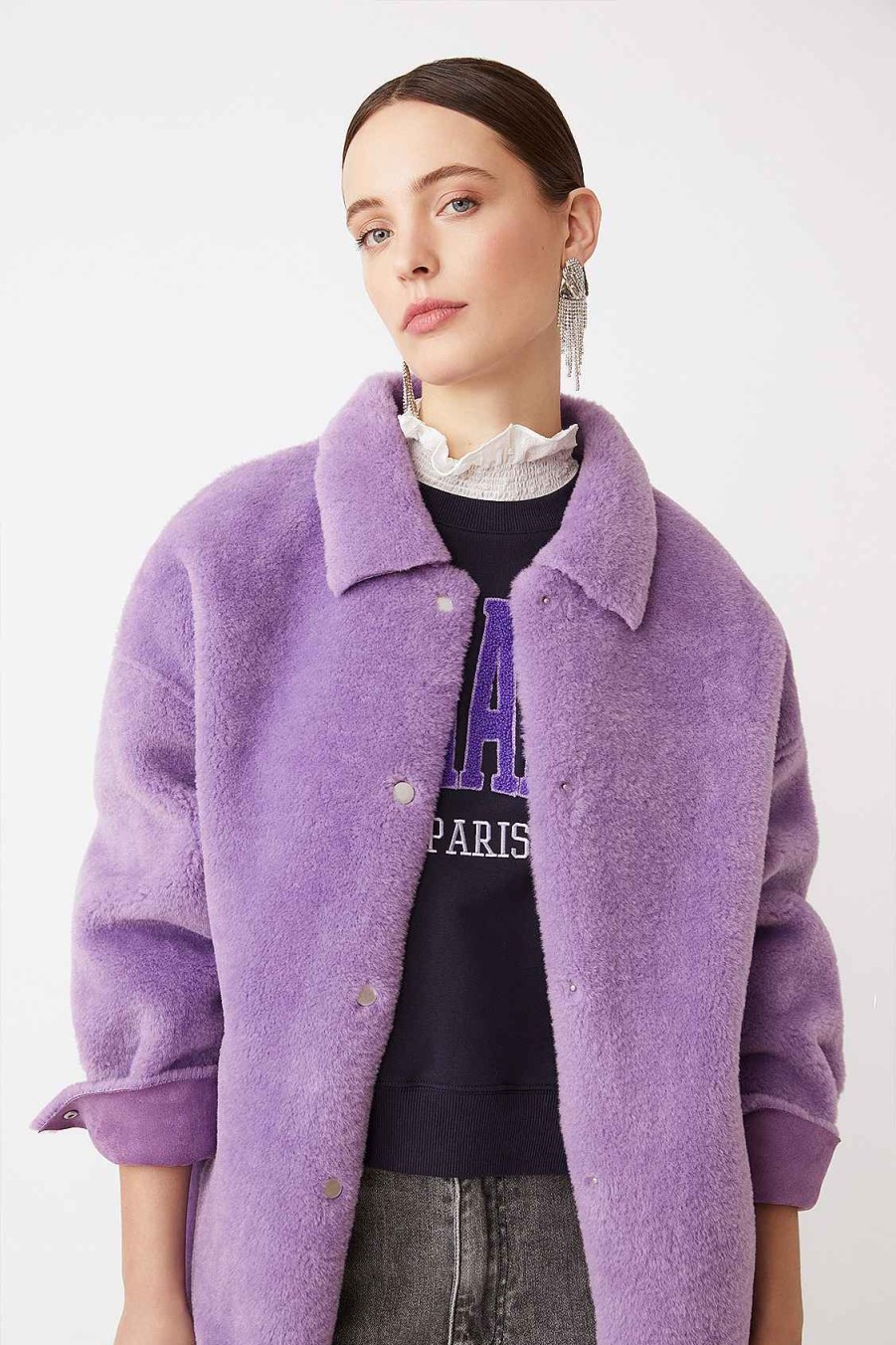 Vetements SUNCOO | Manteau Oversize En Fausse Fourrure Elijah Mauve