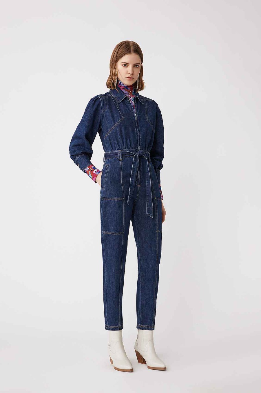 Vetements SUNCOO | Tailleur-Pantalon En Denim Torsade Blue Jeans