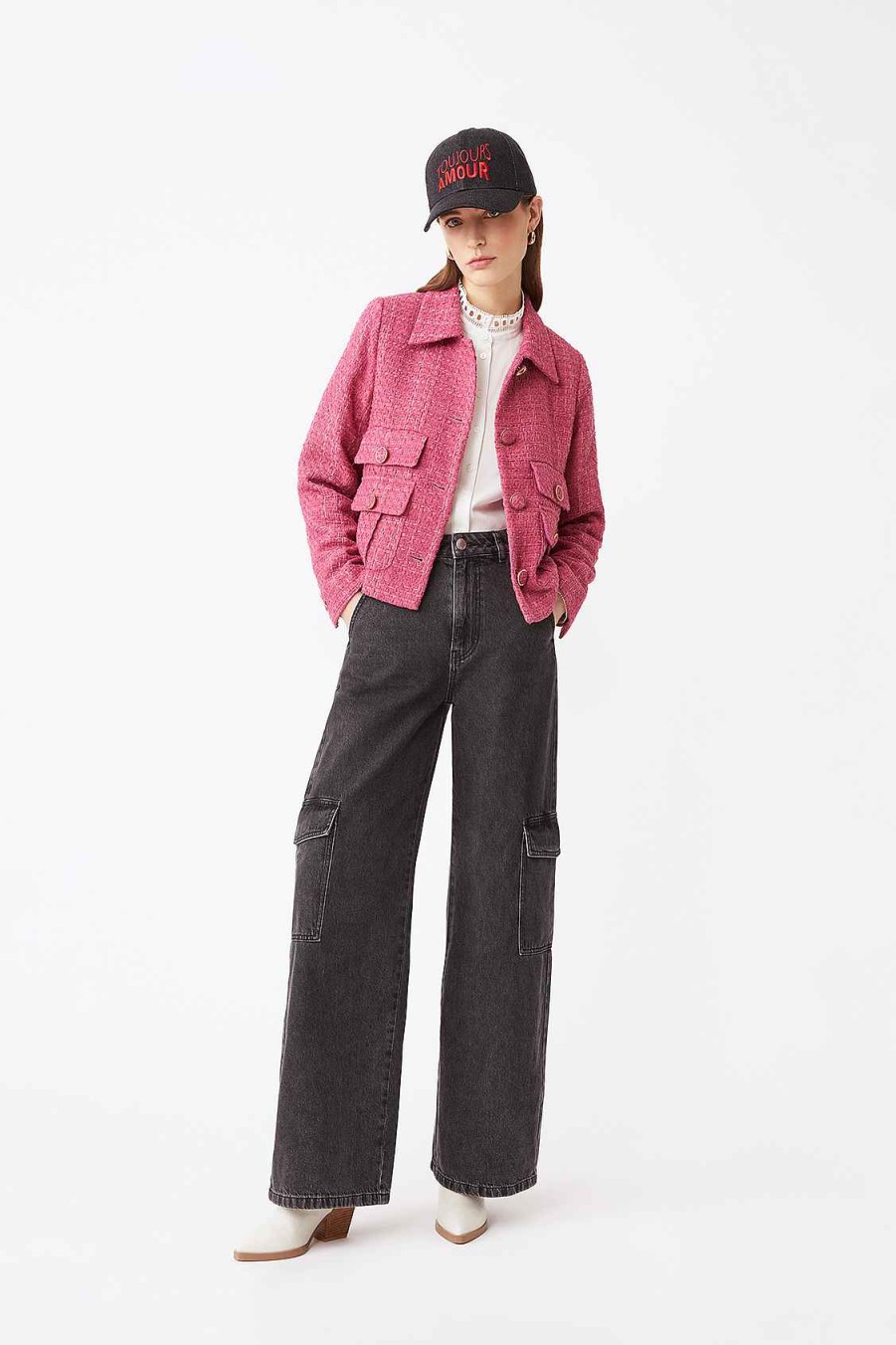 Vetements SUNCOO | Veste Blazer En Tweed Recycle Delphi Rose