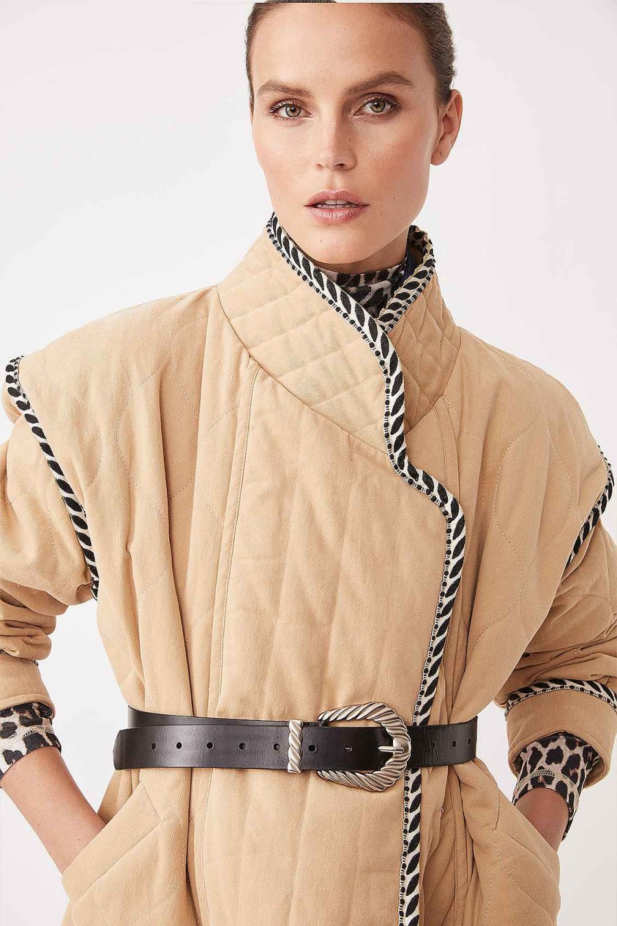 Vetements SUNCOO | Manteau Matelasse Oversize A Ceinture Emmy Beige