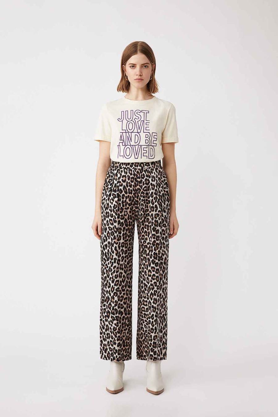 Vetements SUNCOO | Mahe Message Just Love And Be Loved Tee-Shirt Creme