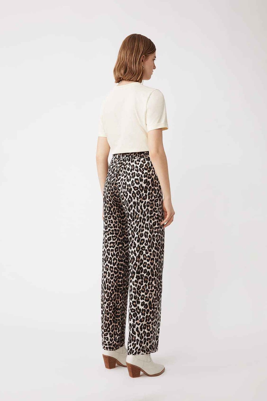 Vetements SUNCOO | Pantalon Fluide Jake Leopard Beige