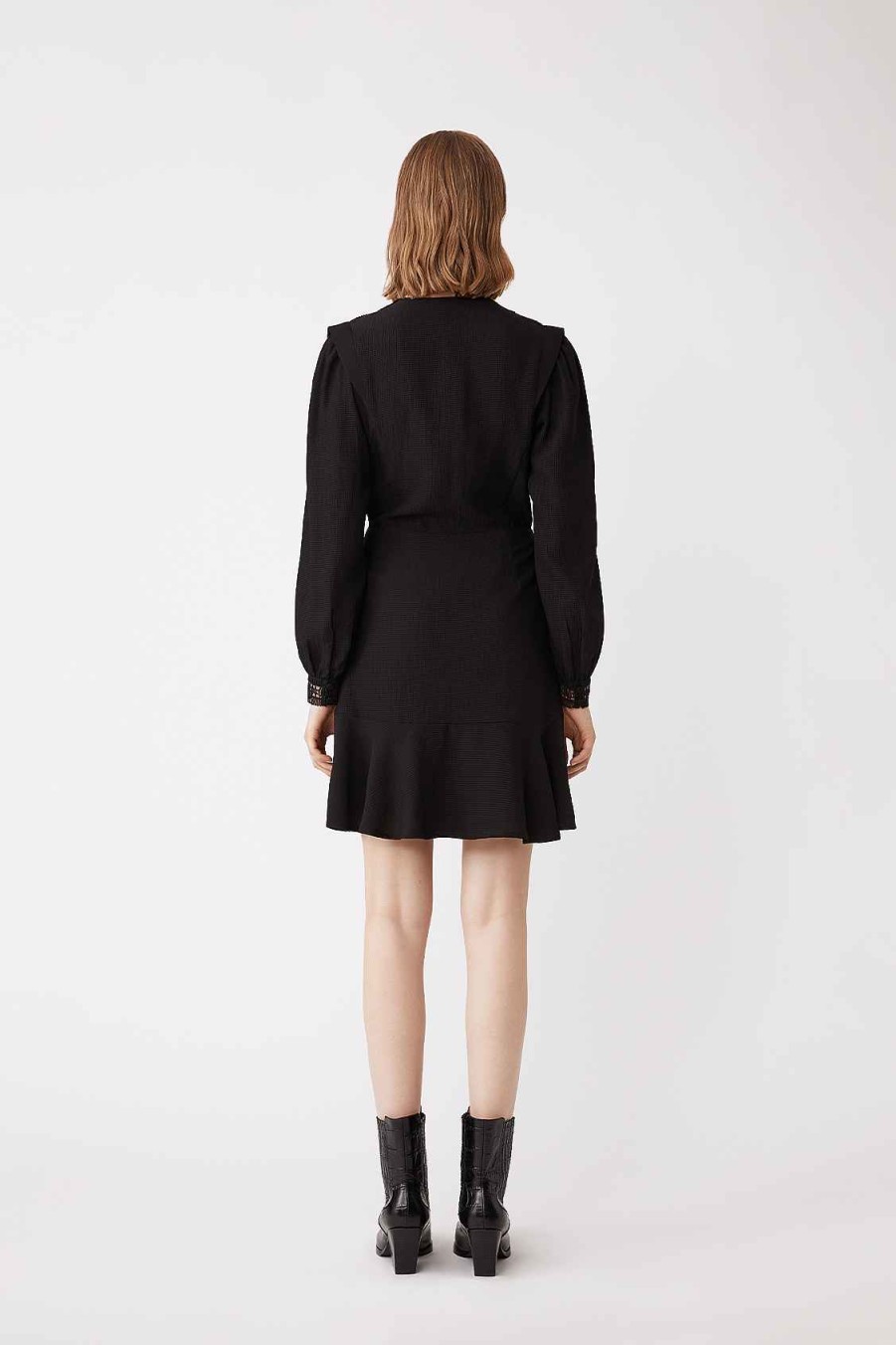 Vetements SUNCOO | Robe Courte Fluide En Jacquard Cosmos Noir