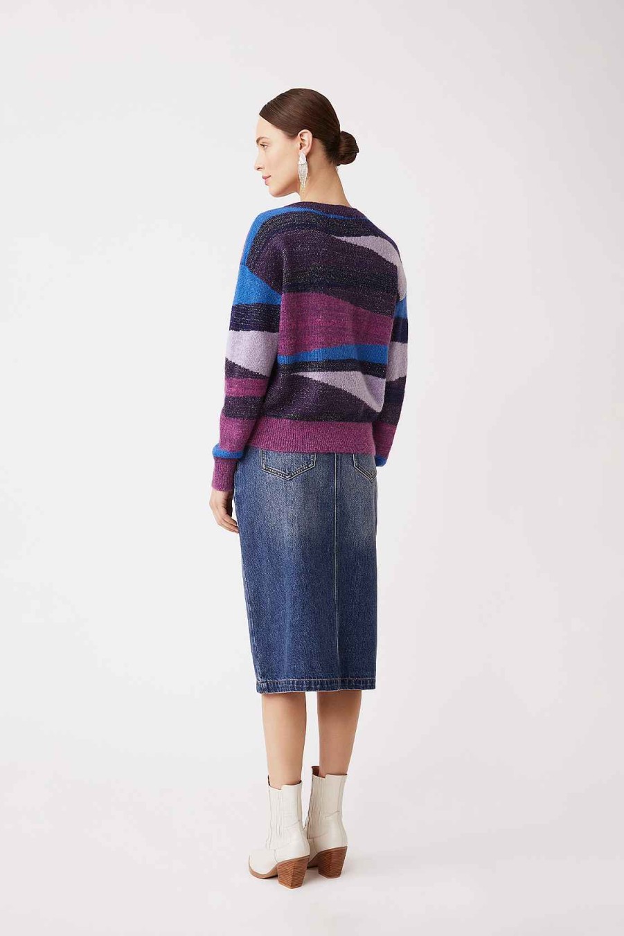 Vetements SUNCOO | Pull En Mohair Fantaisie Presor Violet