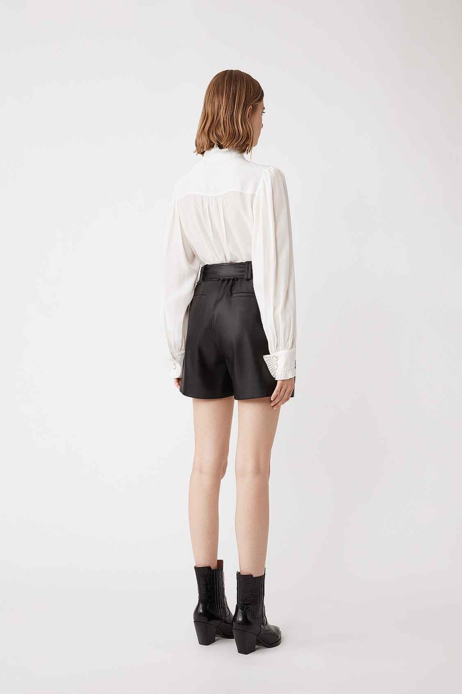 Vetements SUNCOO | Blouse Fluide Luz Avec Details Volants Blanc Casse