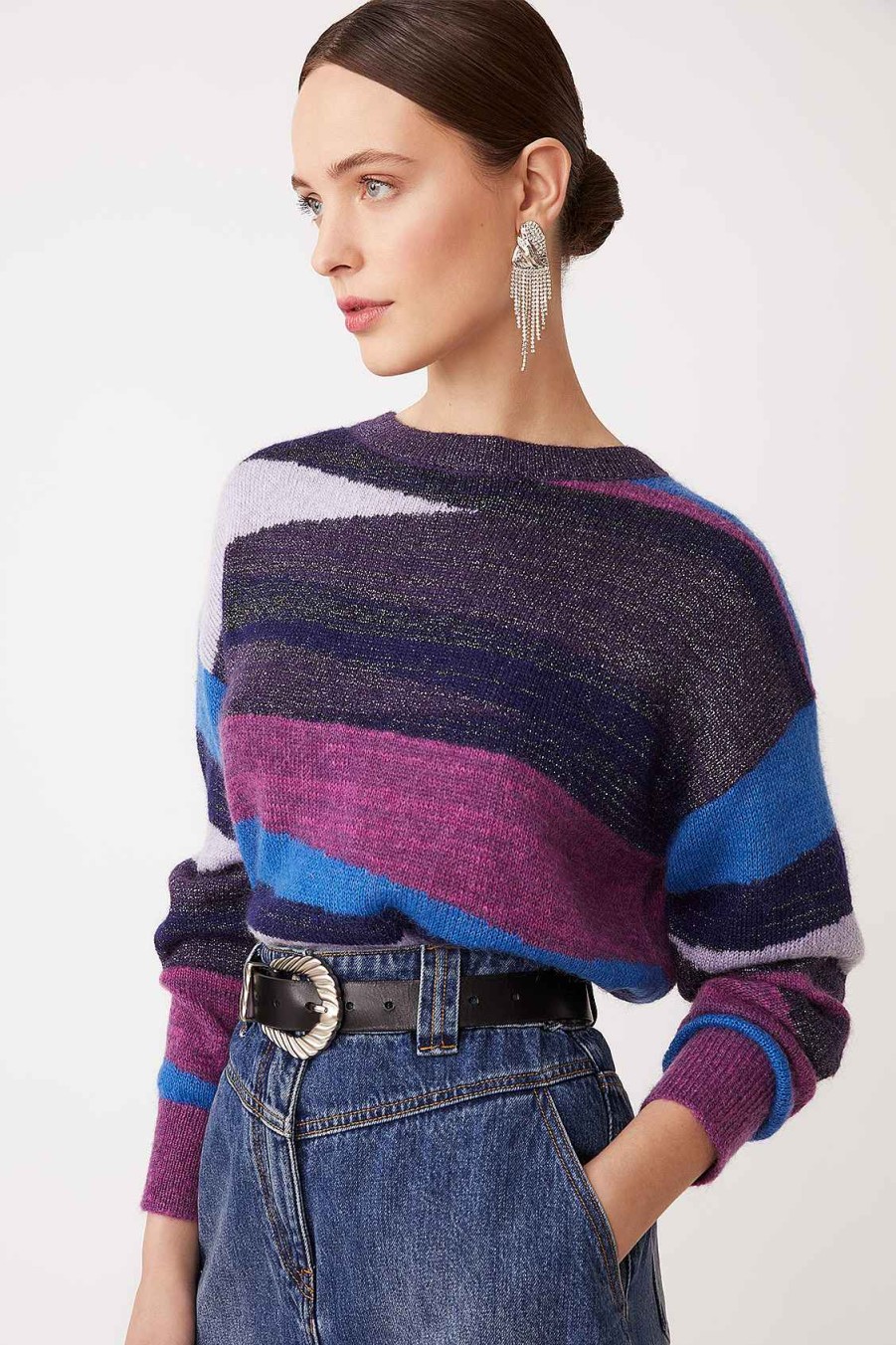 Vetements SUNCOO | Pull En Mohair Fantaisie Presor Violet