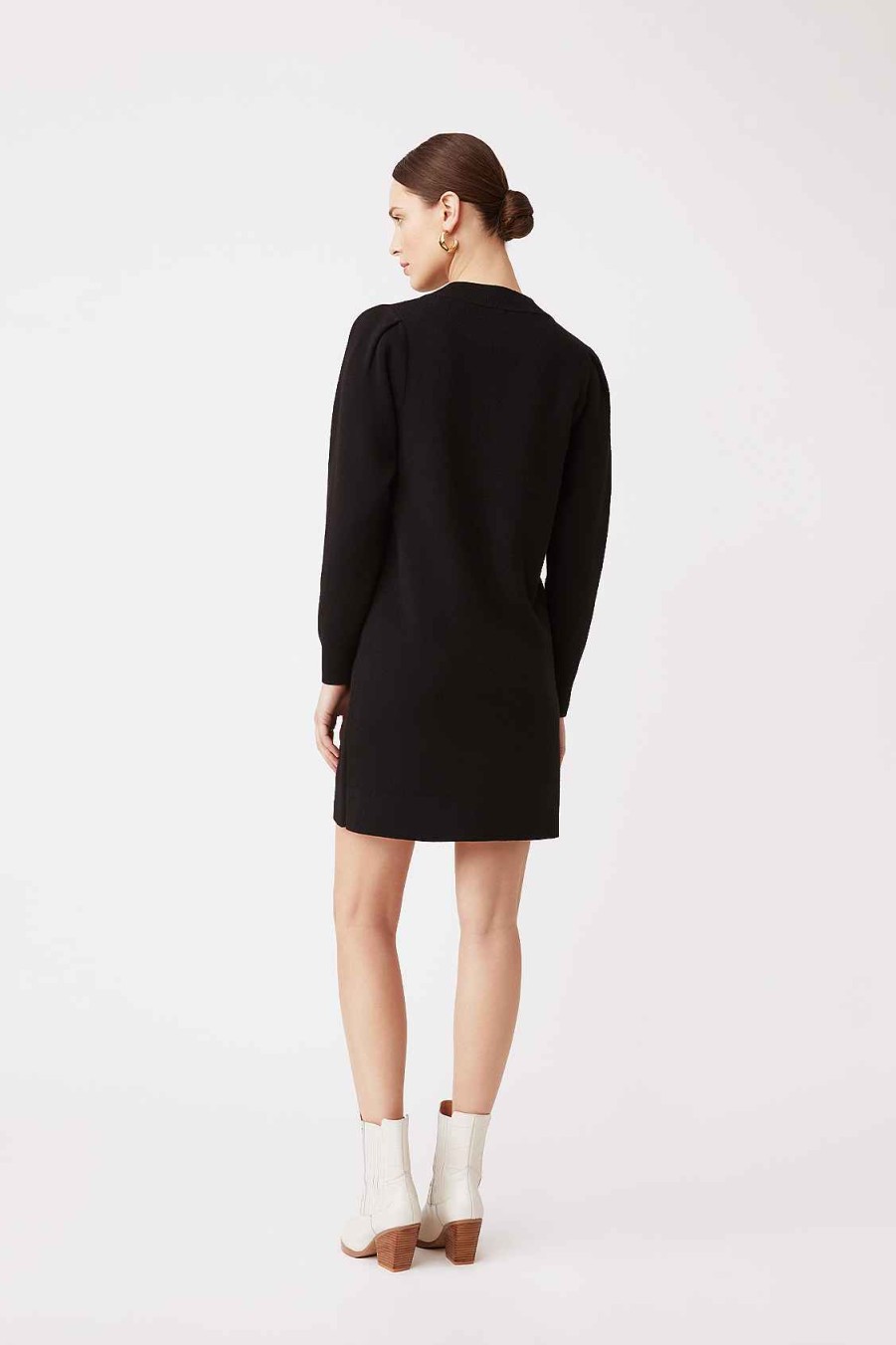 Vetements SUNCOO | Robe Pull Chadia Avec Boutons Noir