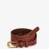 Accessoires SUNCOO | Ceinture Double Boucle Annie Camel Avec Surpiqures Chocolat