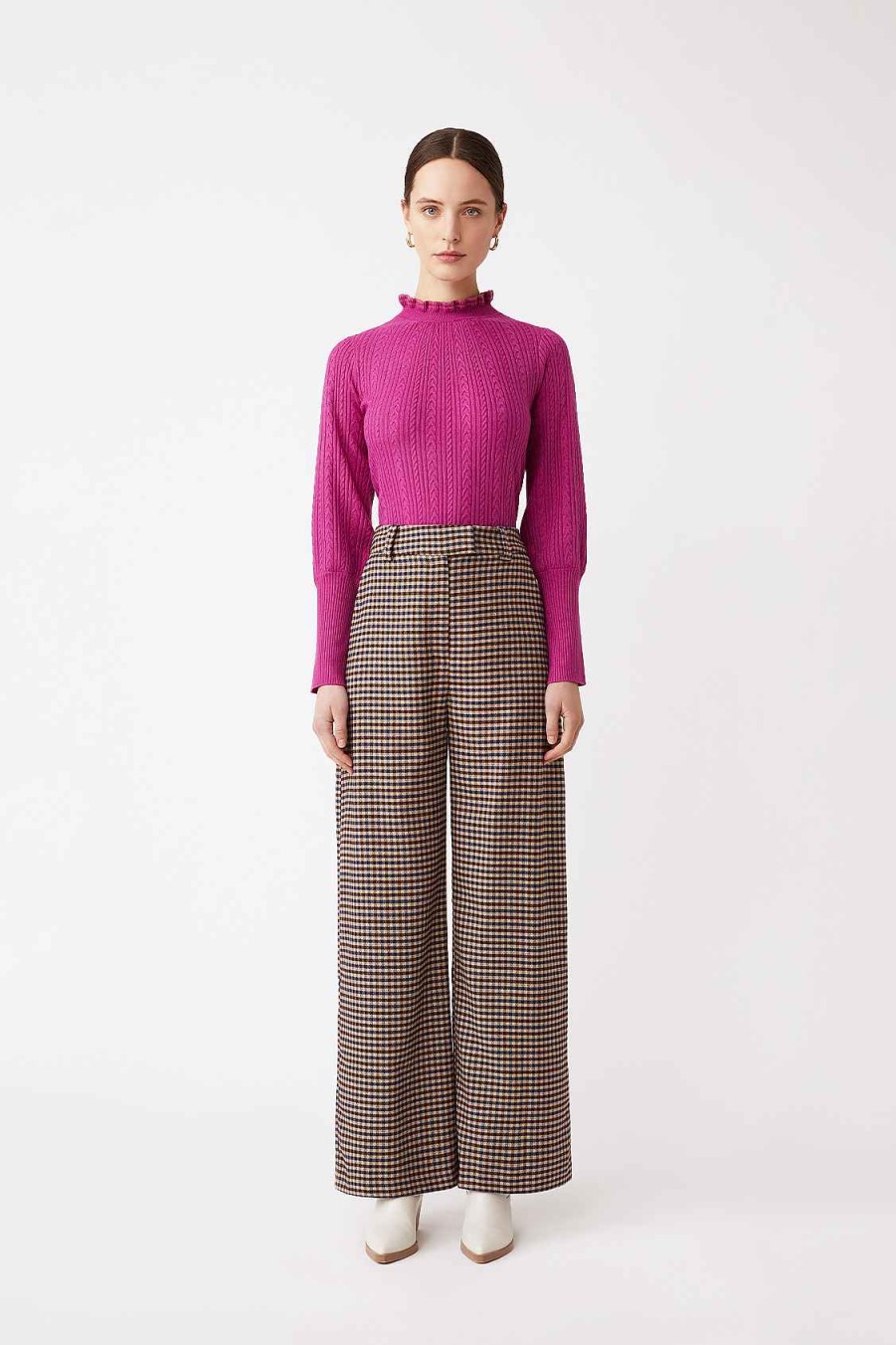 Vetements SUNCOO | Pull Fin En Maille Fuchsia Tressee Pablijo Fuschia