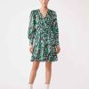 Vetements SUNCOO | Celly - Robe Portefeuille Courte A Imprime Arty Vert