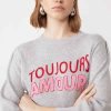 Vetements SUNCOO | Pull Fin Percy Fantasy Avec Message Toujours Amour Gris Chine