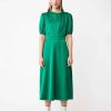 Vetements SUNCOO | Robe Longue En Satin Camila Avec Dos Ou Vert