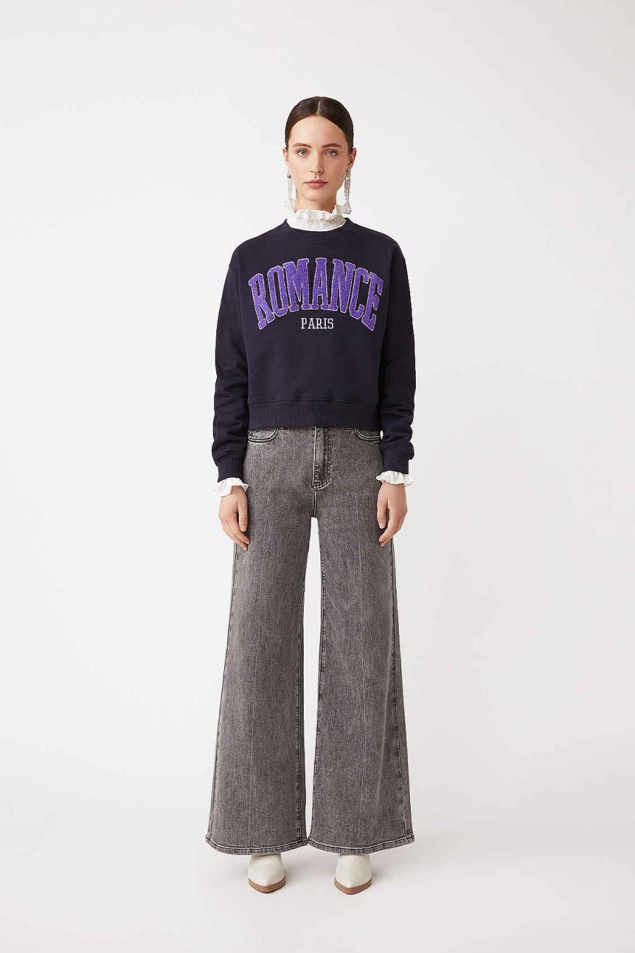 Vetements SUNCOO | Spencer - Sweat-Shirt A Message Romantique Bleu Profond