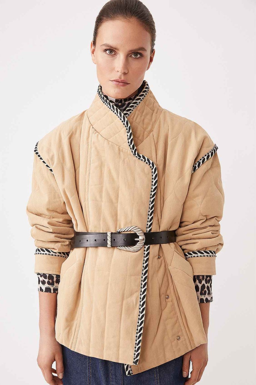 Vetements SUNCOO | Manteau Matelasse Oversize A Ceinture Emmy Beige