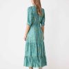 Vetements SUNCOO | Robe Longue En Satin Carly A Imprime Floral Vert