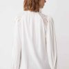 Vetements SUNCOO | Blouse Fluide Latoya Avec Details En Dentelle Blanc Casse