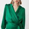 Vetements SUNCOO | Chemisier Portefeuille En Satin Luna Vert