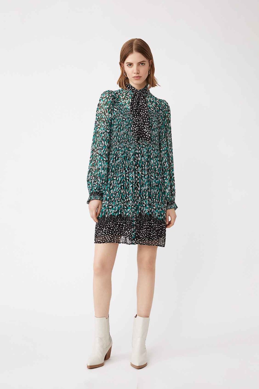 Vetements SUNCOO | Robe Fluide Leopard Chirel Vert