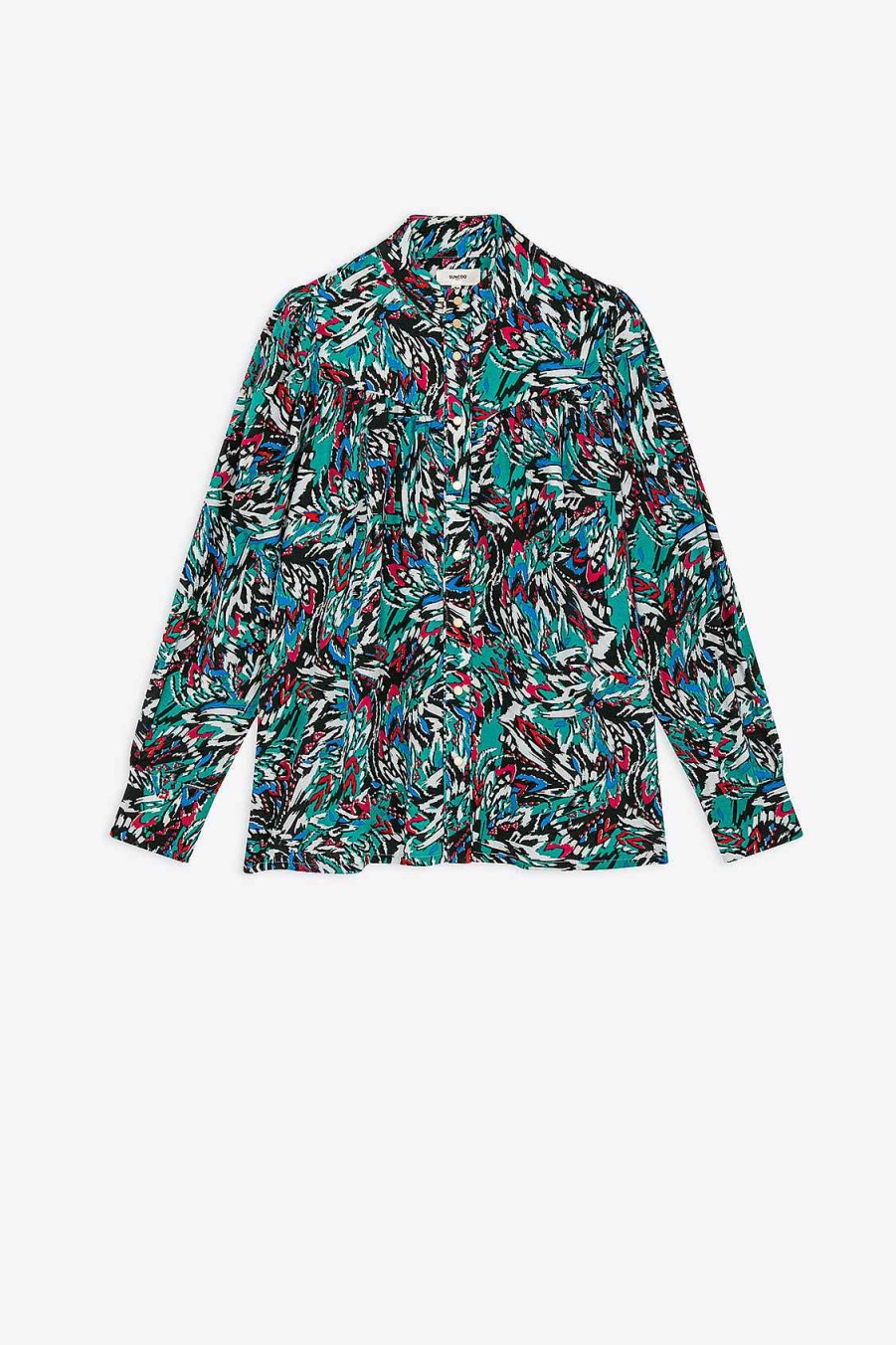 Vetements SUNCOO | Blouse Fluide Imprime Jungle Laban Vert