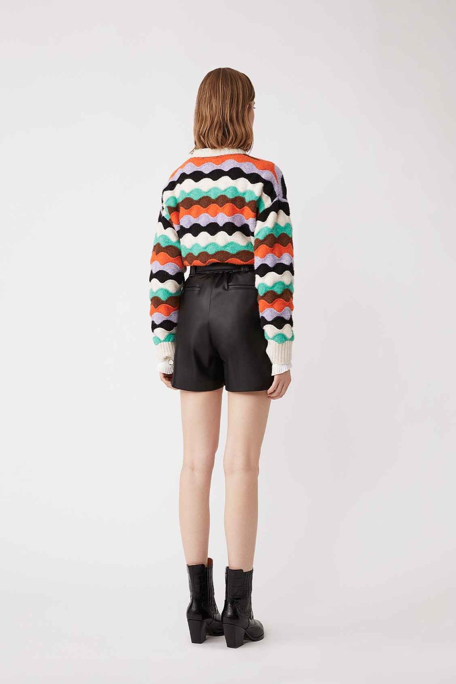 Vetements SUNCOO | Short Banny Ceinture En Simili Cuir Noir