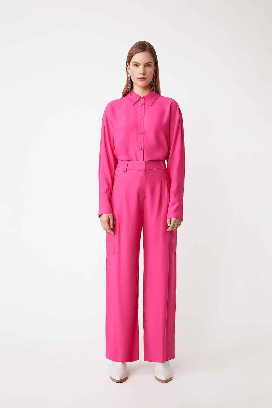 Vetements SUNCOO | Pantalon Fluide A Jambe Large John Fuschia