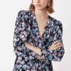 Vetements SUNCOO | Robe Portefeuille Courte A Imprime Floral Craft Bleu