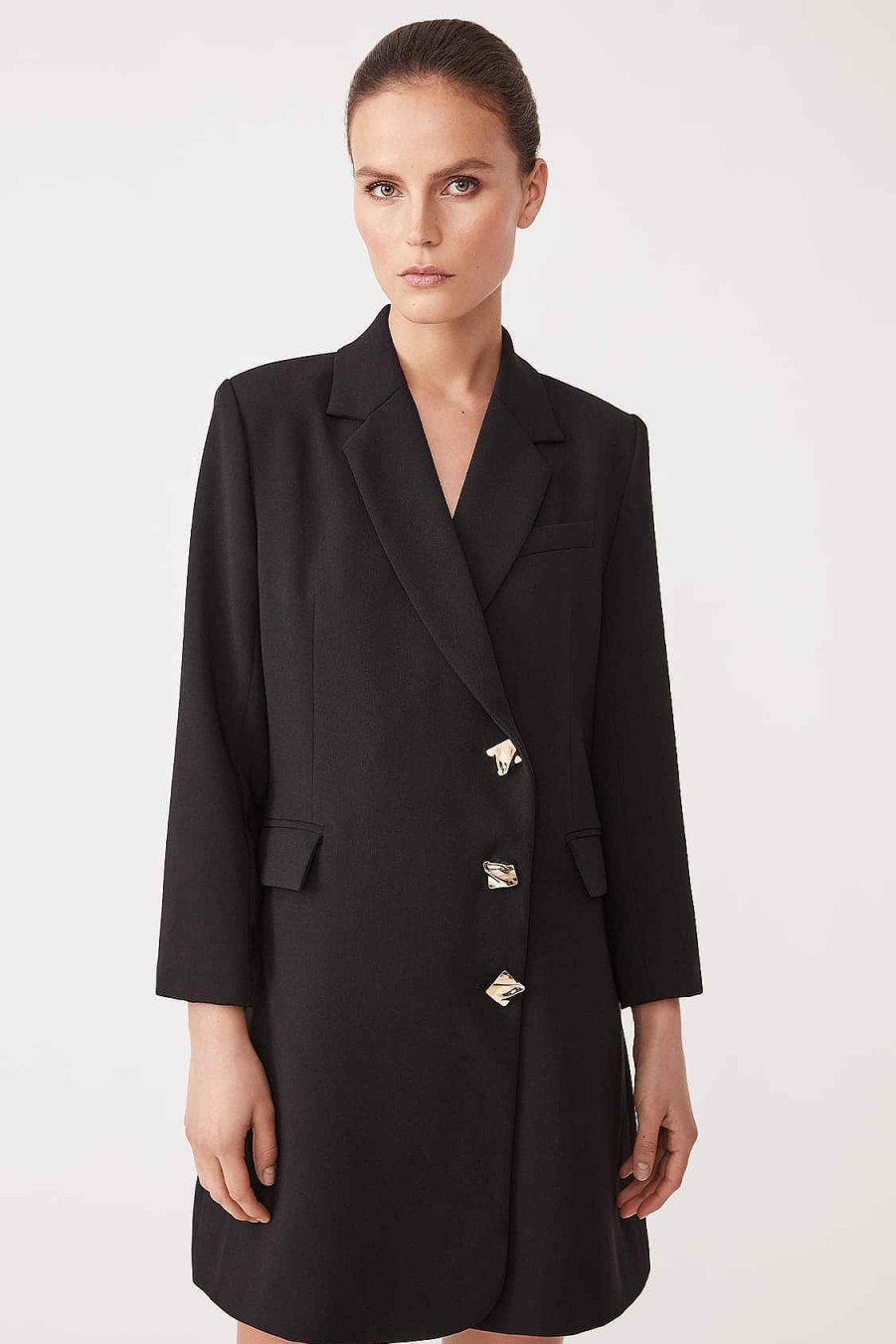 Vetements SUNCOO | Robe Portefeuille Courte Cool Blazer Noir