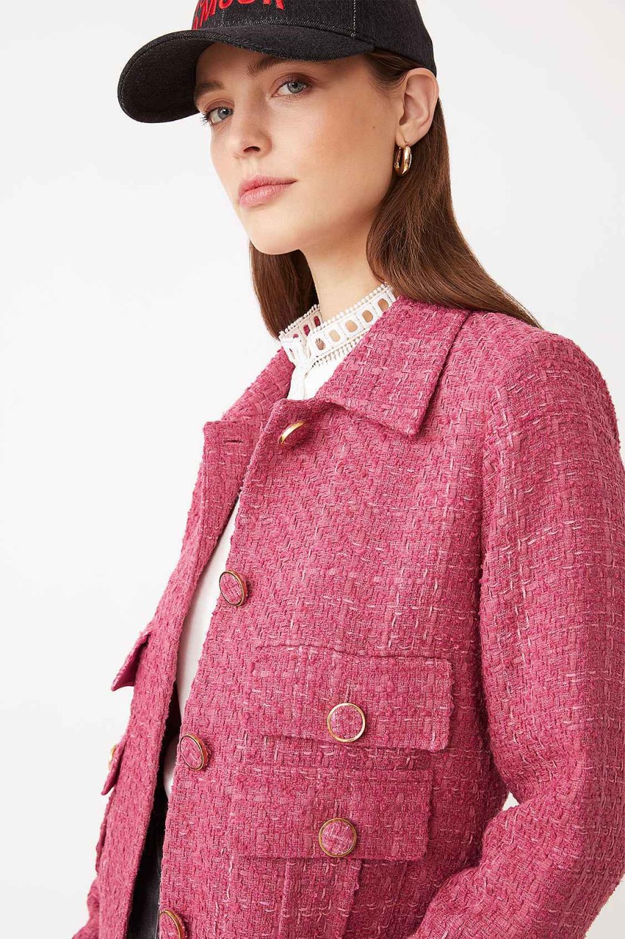 Vetements SUNCOO | Veste Blazer En Tweed Recycle Delphi Rose