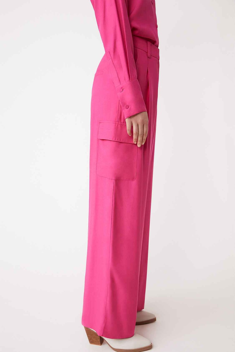 Vetements SUNCOO | Pantalon Fluide A Jambe Large John Fuschia