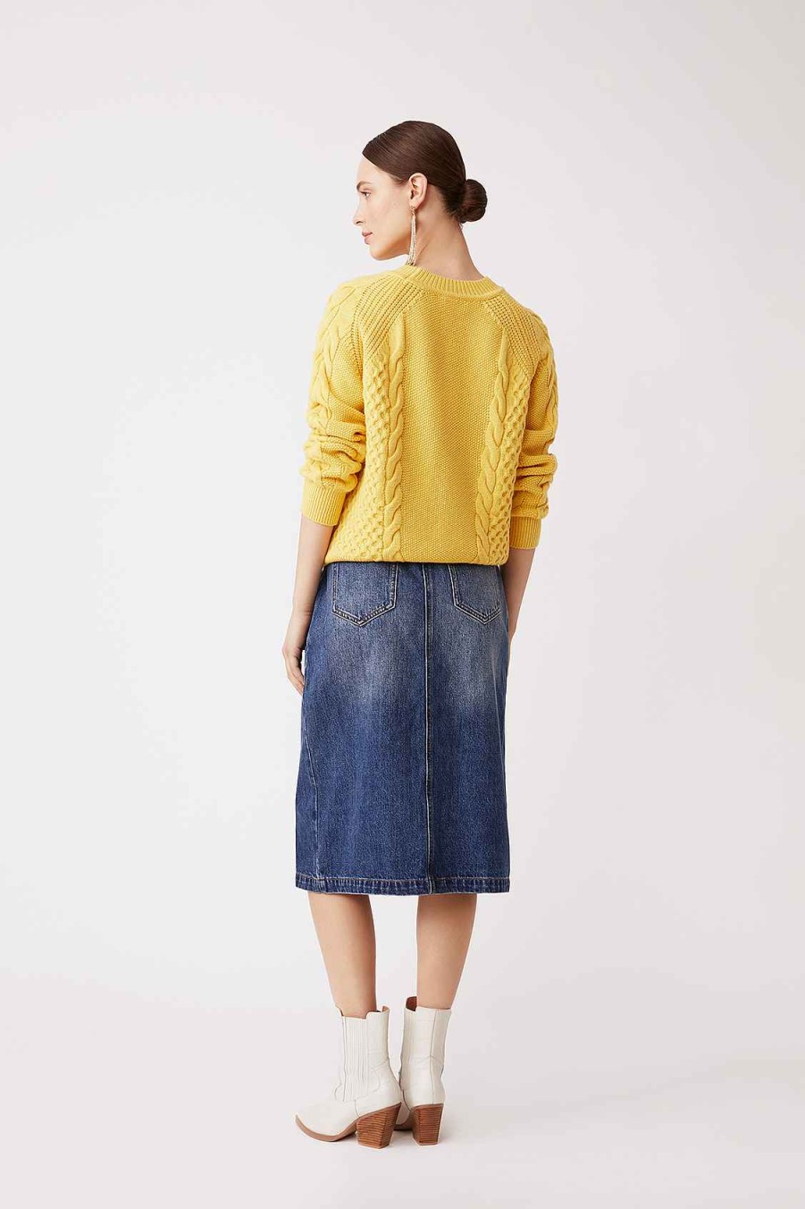 Vetements SUNCOO | Pull Pomeroy Avec Details Torsades Jaune