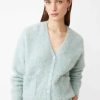 Vetements SUNCOO | Cardigan Boutonne Guerand Avec Melange D'Alpaga Vert D'Eau