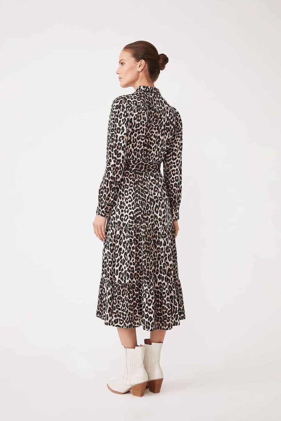 Vetements SUNCOO | Robe Longue A Imprime Leopard Cinzia Beige