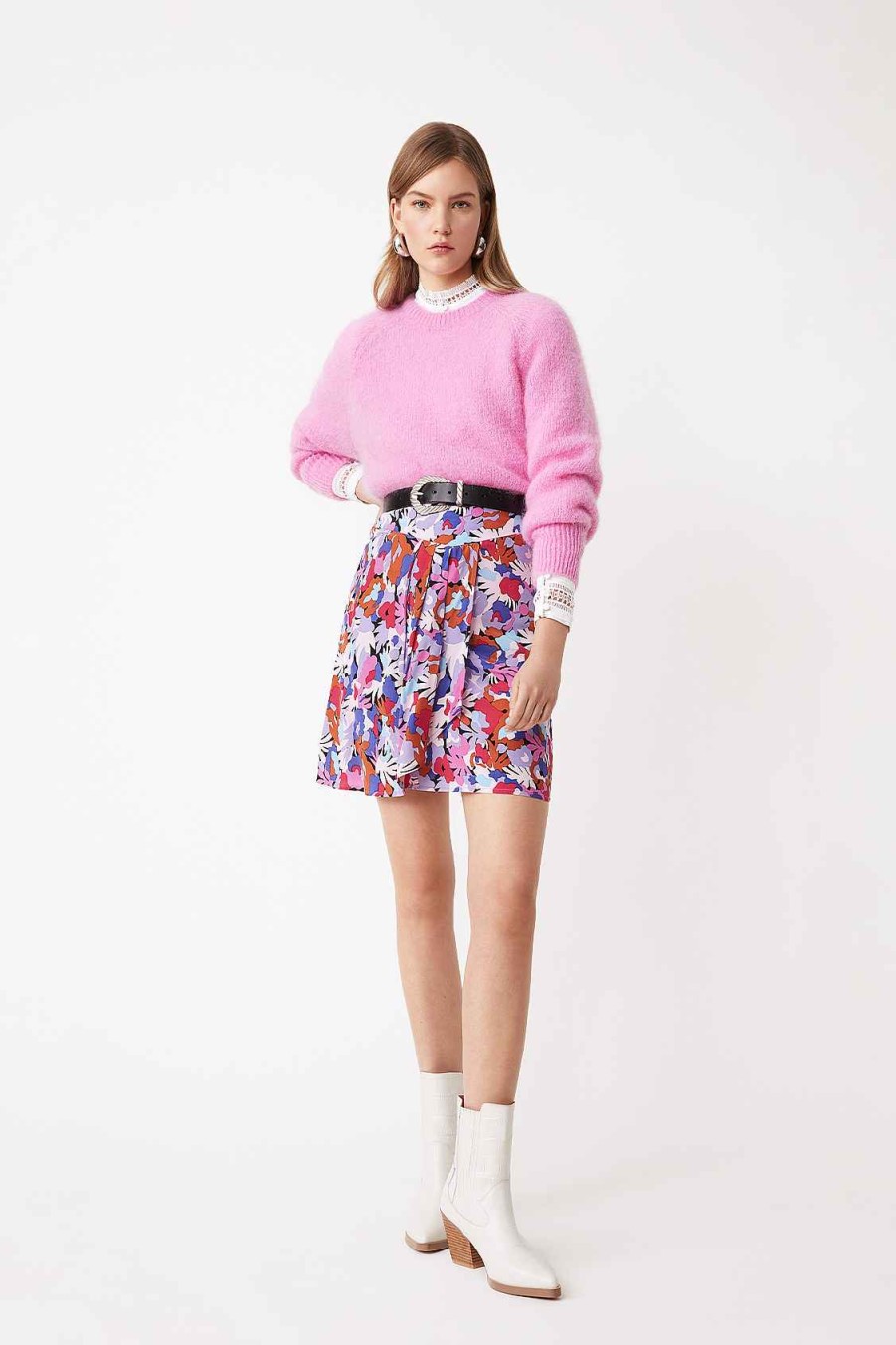 Vetements SUNCOO | Piraven Pull Col Rond Uni Fuschia