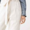 Vetements SUNCOO | Jean Taille Haute Avec Ceinture Remy Blanc Casse