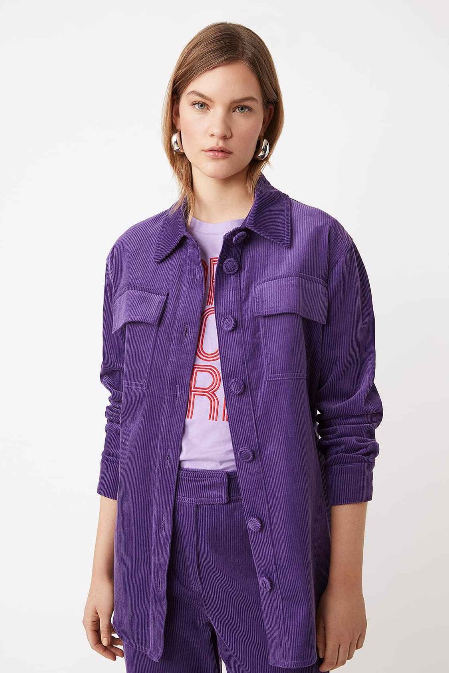 Vetements SUNCOO | Surchemise En Velours Cotele Lamar Violet