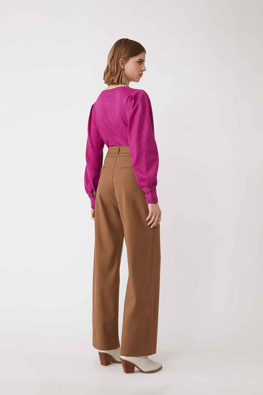 Vetements SUNCOO | Pantalon Ceinture Taille Haute Jicky Chocolat