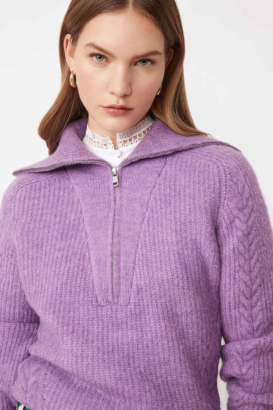 Vetements SUNCOO | Pull Uni Zippe Poldera Mauve