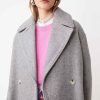 Vetements SUNCOO | Manteau Long En Laine Elvis Gris Chine