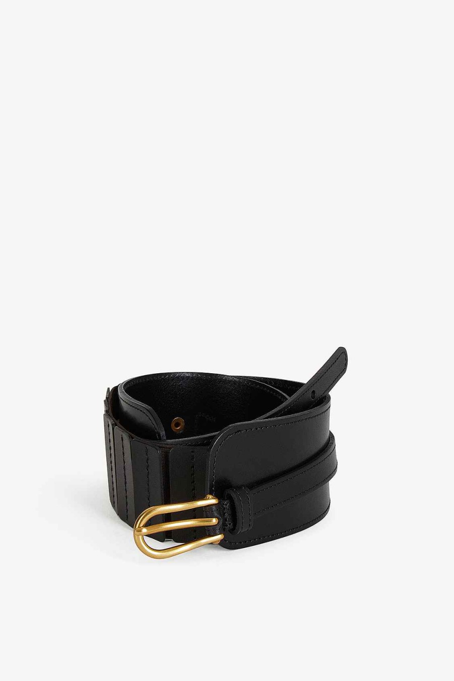 Accessoires SUNCOO | Grande Ceinture Ariane Avec Detail Elastique Noir